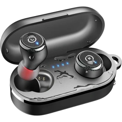 Imagen de TOZO T10 Auriculares Inalámbricos Bluetooth 5.3, Cascos Inalambricos IPX8 In Ear con Estuche de Carga y Micrófono, Sonido Premium Graves Profundos para Correr Hacer Deporte Negro