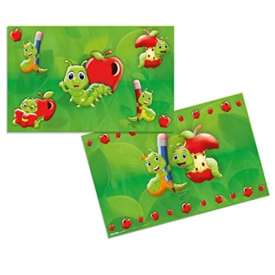 Imagen de HERMA Protector de escritorio Niños Fritz el Gusano, 55 x 35 cm, base antideslizante, impresa por ambas caras, limpiable, cartón resistente
