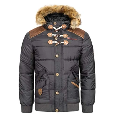 Imagen de Geographical Norway Chaqueta de invierno para hombre, acolchada (Gris Oscuro, M)