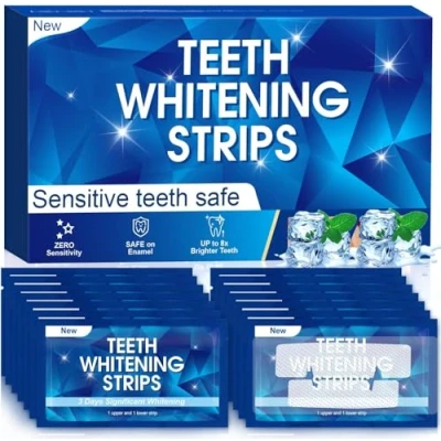 Imagen de tiras blanqueadoras dientes blanqueador dental 28 teeth whitening strips 14 Sesiones blanqueamiento blanqueadores dentales Seguro para el café vino, tabaco y otras manchas