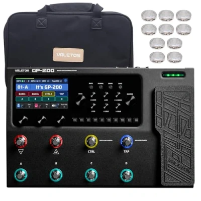 Imagen de VALETON Procesador de Múltiples Efectos para Guitarra y Bajo con Modelado Amplificador Gabinetes IR 240+ Looper Interfaz Audio USB MIDI I/O Pedal Expresión GP 200 + Bolsa