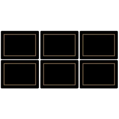 Imagen de Pimpernel Manteles Individuales clásicos Negros S/6 (S), Madera y Corcho, Multicolor, 30.5 x 23cm, 6