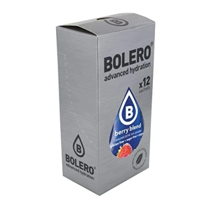 Imagen de Bolero Drinks Berry Blend, bebida hidrosoluble, 12 sobres de 3 gramos, refrescante, sin azúcar, endulzado con stevia, vitamina C, sabor frutos del bosque