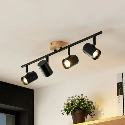 Imagen de lámpara de techo LED &#039;Xiomara&#039; (Moderno) en Negro hecho Metal e.o. para Salón &amp; Comedor (4 llamas, GU10) Lindby LED, plafón