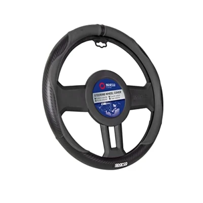 Imagen de SPARCO S122 SPCS128BK Funda cubierta para el volante negro 37 38cm PVC, Caucho elástico