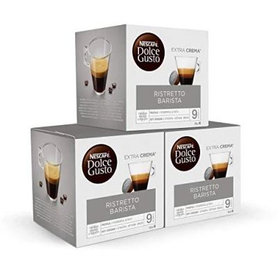 Imagen de NESCAFÉ Dolce Gusto Ristretto Barista, 48 cápsulas, Espresso fuerte, Intensidad 9, Café de tueste intenso (3 pack x 16)