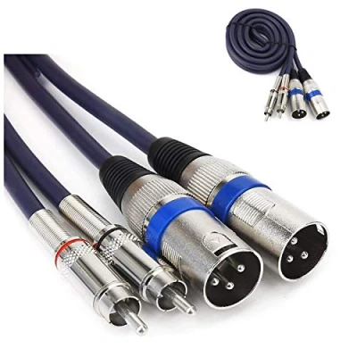 Imagen de HTRUIYATY Cable Macho 2xXLR a 2xRCA, Conector XLR RCA, Micrófono Audio Amplificador de Potencia (5 m)