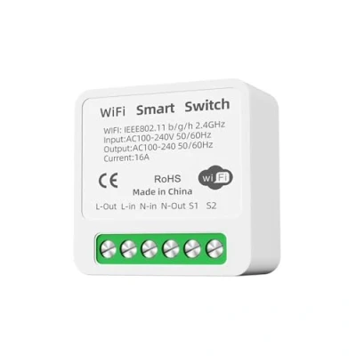 Imagen de GERUI Módulo de interruptor luz inteligente, wifi Bluetooth, inalámbrico para el hogar, mando a distancia, mini bricolaje, se ajusta detrás del pared,