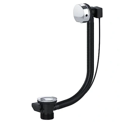 Imagen de SPARES2GO Tapón giratorio combinado para residuos de baño, 40 mm, trampa desplegable desbordamiento (cromo plateado)