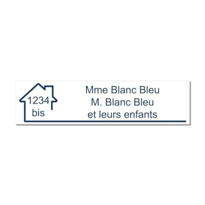 Imagen de Mygoodprice Placa para buzón, grabado de nombre y número, autoadhesiva personalizable, 10 x 2,5 cm, blanca azul