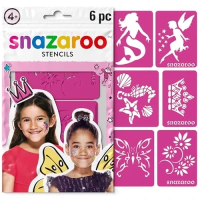 Imagen de Snazaroo Set de 6 plantillas pintura facial, fantasía , color/modelo surtido