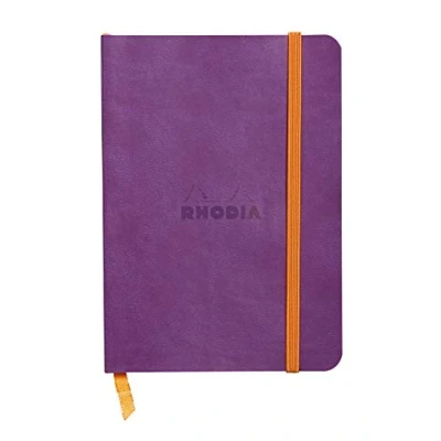 Imagen de RHODIA 117310C Carnet Souple Violet A6 Ligné 144 pages Papier Clairefontaine Ivoire 90 g/m² Marque Page, Fermeture Élastique Couverture Simili Cuir Collection Rhodiarama