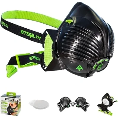 Imagen de mascarilla Stealth Mask P3 con filtros HEPAC reemplazables, de respiración, filtra el 99,99% partículas, para actividades pintura, construcción, fabricación tamaño S/M