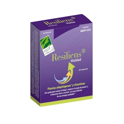 Imagen de 100% Natural Resiliens Vitalidad Complemento Alimenticio, 60 Cápsulas