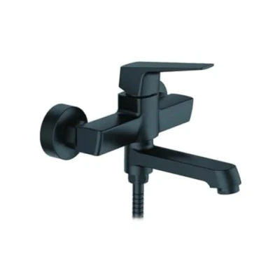 Imagen de Ibergrif M13107B Grifo para bañera y ducha, Con alcachofa, manguera soporte, Negro