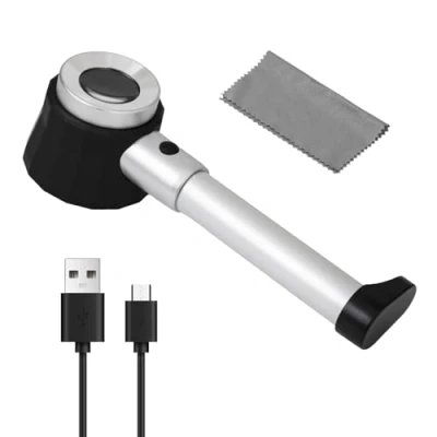 Imagen de Lupa de Mano 10x 30x con Escala Regla luz LED joyería