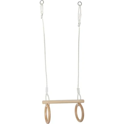Imagen de 11909 Trapecio con Anillos de Gimnasia, small foot, Madera, fijación en Columpio o trampolín, a Partir 3 años.