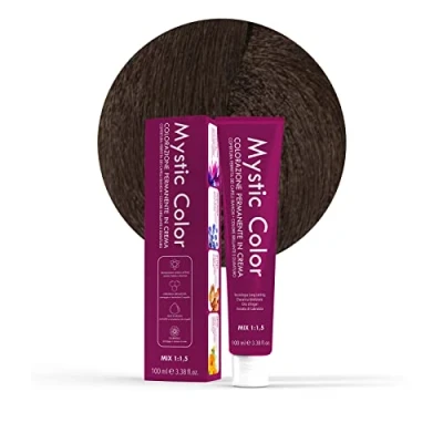 Imagen de Mystic Color, Tinte para el Cabello, Fórmula Enriquecida con Aceite de Argán y Caléndula, Coloración Permanente en Crema Larga Duración, Rubio Oscuro Frío 6.11, 100 ml