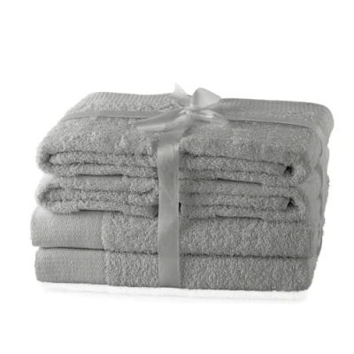 Imagen de AmeliaHome Juego de Toallas Mano Acero, 4 50 x 100 cm y 2 Ducha 70 140 cm, 100% algodón, Absorbente, Color Plateado Gris