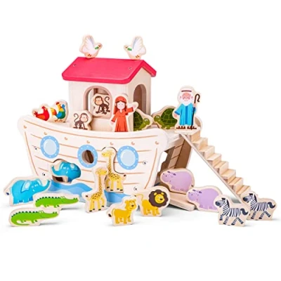 Imagen de New Classic Toys Clasificador de Formas Arca Noé Madera, Multicolor, Medium (10565)