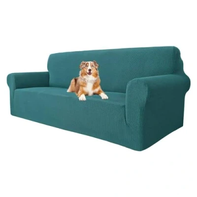 Imagen de MAXIJIN Funda elástica para sofá de 3 plazas, 1 Pieza Sala Estar Jacquard Protector Muebles Perros (Verde negruzco)