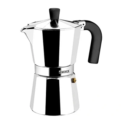Imagen de Monix Vitro Express Cafetera, Apta para Todo Tipo de encimeras, Excepto inducción, Aluminio, Plata, 3 tazas