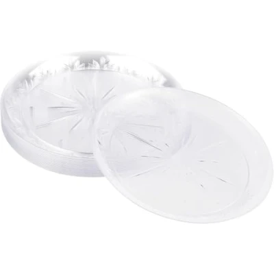 Imagen de MATANA 20 Platos de Postre Plástico Duro Transparente, 19cm Pequeños Elegantes y Reutilizables, Entrada para Bodas, Cumpleaños, Picnic, Barbacoas, Fiestas