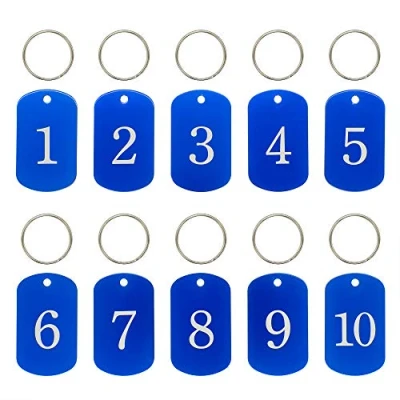 Imagen de Etiquetas de identificación grabadas en aluminio, para llaves. con llavero (1 10, azul)