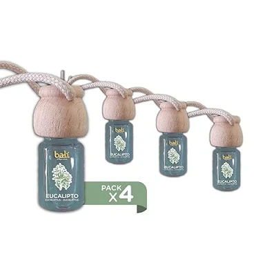 Imagen de Bali fragancias Pack de 4 Ambientadores coche EUCALIPTO 6 ml 0% alcohol, absorbe el mal olor tu vehículo