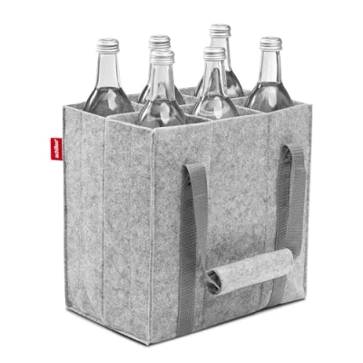 Imagen de achilles Bolsa para Botellas con 6 Compartimentos, también de 1,5 litros, Hecha Fieltro, 100% Reciclado, 27 cm x 18 Gris