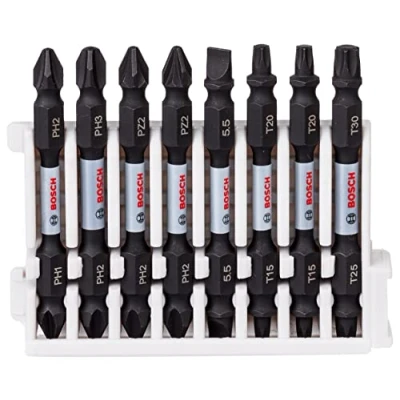Imagen de Bosch Professional 8 uds. Punta de Atornillar Dobles (Impact Control, T/PZ/PH/SL Bits, Longitud 65mm, Pick and Click, Accesorio Atornilladores Impacto)