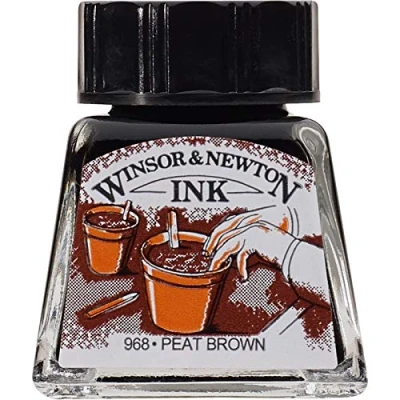 Imagen de Winsor &amp; Newton Drawing Ink Tinta de Dibujo, Marrón (Peat Brown), 14ml