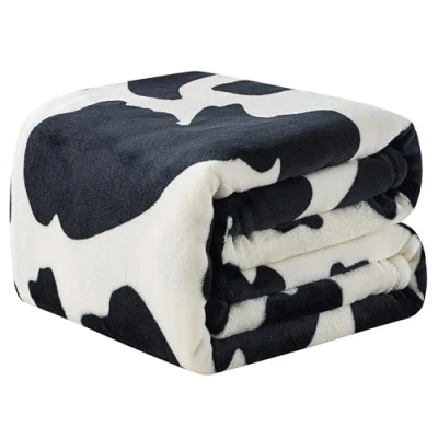 Imagen de HOZY Manta Suave 350g/m² Franela Reversible para Cama/Sofa &amp; Cubre Sofas(sin Electricidad Estática) Universal Cuatro Estaciones Cow 230x270 cm