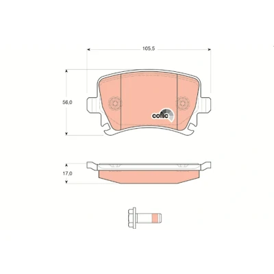 Imagen de TRW COTEC GDB1622 Juego de pastillas freno no preparado para indicador desgaste con tornillos pinza accesorios VOLKSWAGEN: Caddy 3