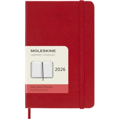 Imagen de Moleskine Agenda Diaria, Diaria 2026 12 Meses, Con Tapa Dura y Cierre Elástico, Formato Pocket 9x14, Color Rojo