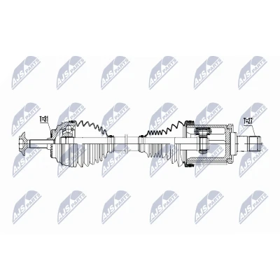 Imagen de NTY NPW BM 026 Árbol de Transmisión Eje delantero, izquierda, delantero automática, Caja cambios manual, 8 marchas
