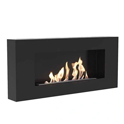 Imagen de kratki Biokamin Delta Flat sin acristalamiento, 400 x 900 cm, Recipiente de 0,4 L, Negro, Chimenea Pared, Ideal para el hogar, salón o Dormitorio, Certificado TÜV Rheinland