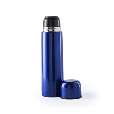 Imagen de Termo de café para llevar Botella térmica medio litro en acero inoxidable con doble pared. bebidas calientes o frias tapón seguridad/taza (Azúl)
