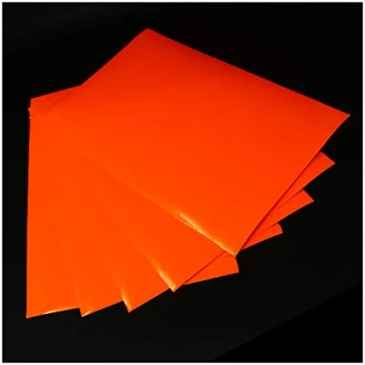 Imagen de Lámina para manualidades DIN A4, autoadhesiva, artistas, láminas de plóter, (naranja neón, juego 5 unidades, A4)