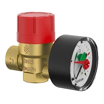 Imagen de Flamco Prescomano Válvula de seguridad con manómetro alivio presión Rp½&quot; x 3,0 bar NF 27684