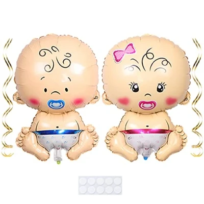 Imagen de Maigendoo Juego de 2 globos bienvenida para bebé, globo con forma kit helio Mylar embarazo, revelación género, baby shower, decoración fiesta cumpleaños
