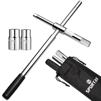Imagen de Spurtar Llave de Rueda Cruz 17 19 21 23mm Extensible Telescópica Coche Furgoneta Brace Enchufe Neumático Tuerca
