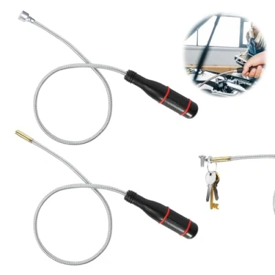 Imagen de 2 elevadores magnéticos de barra magnética con cuello cisne flexible 500 mm, agarrador magnético portátil y flexible, fuerte para recoger piezas pequeñas objetos metálicos