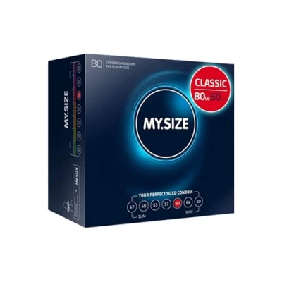 Imagen de MY.SIZE Classic Condones talla 5 I Ancho 60 mm Megapack 80 unidades Preservativos premium extra delgados ultra sensibles y delicados Grosor 0,07 veganos
