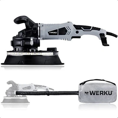 Imagen de Werku WK403300, Lijadora Circular Paredes Auto Aspirante, Calidad Profesional, Potencia 1200 W, Disco 225 mm, Sistema Luz LED Visión, Incluye Lijado y Manguera Aspiración