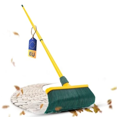 Imagen de Novaliv Juego de escoba plástico 40 cm con mango telescópico, cerdas curvadas, jardín, calle, hojas (1, mango)