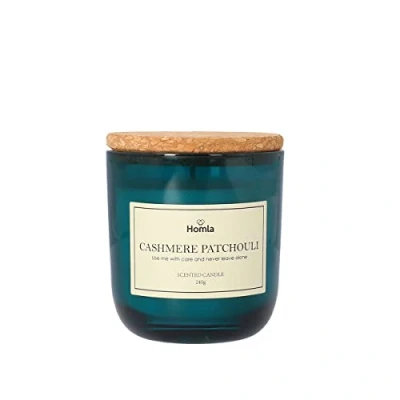 Imagen de HOMLA vela aromática decorativa ambientadora de habitación, cera aromática, verde cachemir pachulí