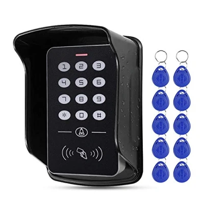 Imagen de FST 125KHz RFID Teclado de Control Acceso, Cubierta Impermeable Lector Controlador Acceso Exterior + 10 Piezas EM4100 Llaveros para el Hogar