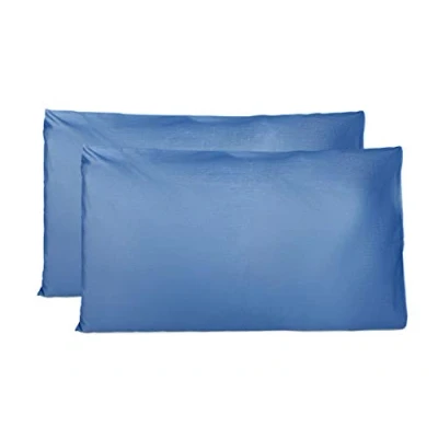 Imagen de Par de Fundas Almohada 100% algodón Puro 50x70 cm, Juego 2 Camas Cojines Telas, Cierre Bolsas, Color sólido, tamaño estándar con Azul Real