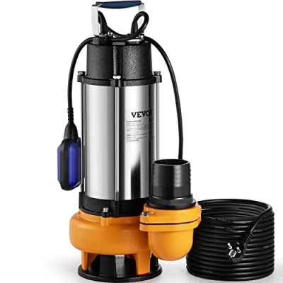 Imagen de VEVOR Bomba Sumergible de Aguas Residuales 2200W 3HP, Flujo Máximo 1000 L/min, Agua Sucia Elevación Máxima 18 m para Piscinas, Sótanos, Estanques